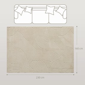 HOMCOM Χαλάκι υφαντό στο μηχάνημα, 15 mm ύψος, ευέλικτο, αντιολισθητικό, Κρεμ Λευκό