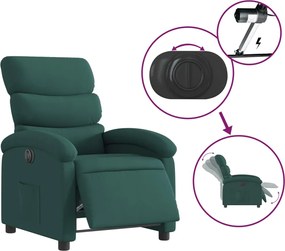 vidaXL Πολυθρόνα Ανακλινόμενη Ηλεκτρική Πράσινο Υφασμάτινη