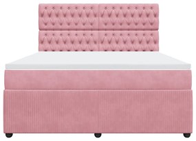 vidaXL Κρεβάτι Boxspring με Στρώμα Ροζ 180x200 εκ. Βελούδινο