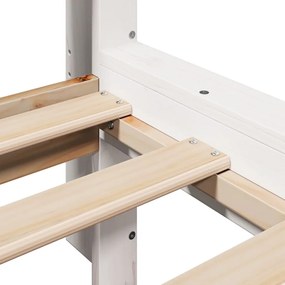 Κρεβάτι Βιβλιοθήκη Χωρίς Στρώμα 120x190 εκ Μασίφ Ξύλο Πεύκου - Λευκό
