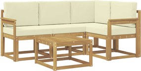 vidaXL Σειρά Καναπέ Εξωτερικού με μαξιλάρι 5 pcs Λευκό και Κρεμ