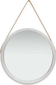 vidaXL Καθρέφτης Τοίχου με Λουρί Ασημί 60 εκ.