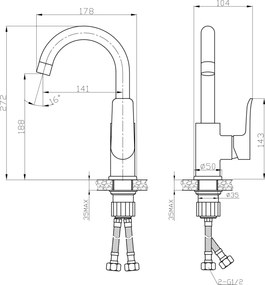 Acquanet Volcano 7005 Black - Μπαταρία νιπτήρα ψηλή μαύρη