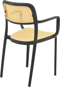 Πολυθρόνα Westley pakoworld pp φυσικό-μαύρο 58x47x81εκ