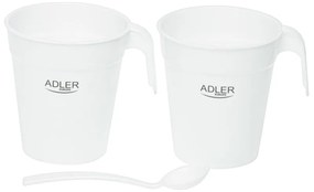 Ηλεκτρικός βραστήρας Adler AD 1381, 900W, 0.5 l, 2 φλιτζάνια και κουτάλα, Επίπεδο θερμαντικό στοιχείο, Προστασία υπερθέρμανσης, Λευκό