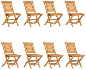 Καρέκλες Κήπου Πτυσσόμενες 8 τεμ. 47x63x90 εκ. Μασίφ Ξύλο Teak - Καφέ