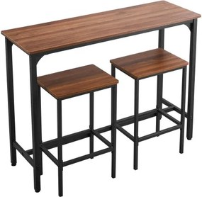 VEVOR Bar Table, 3PCS 1193.8mm Bars Tables Set, Bar Tables and Chair Set with Rounded Edge Design, Rectangular Pub Table with Two Stools for Office Desk, Breakfast Corner, Mini Bars, Rustic Brown