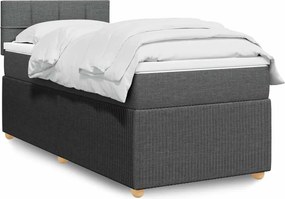 vidaXL Κρεβάτι Boxspring με Στρώμα Σκούρο Γκρι 90x190 εκ. Υφασμάτινο
