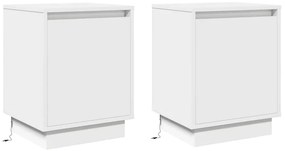 vidaXL Κομοδίνο με 2 pcs Λευκό 39 x 34.5 x 50 εκ. Επεξεργασμένο ξύλο