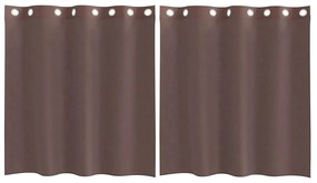 vidaXL Κουρτίνες Voile με ροδέλες 2 τεμάχια Καφέ 140x140 εκ.