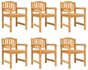 Καρέκλες Κήπου 6 τεμ. 58 x 59 x 88 εκ. από Μασίφ Ξύλο Teak - Καφέ