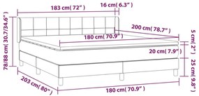 vidaXL Κρεβάτι Boxspring με Στρώμα Σκούρο Γκρι 180x200 εκ Υφασμάτιν
