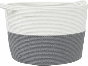 vidaXL Καλάθι Απλύτων Γκρι και Λευκό Ø60x36 εκ. Βαμβακερό