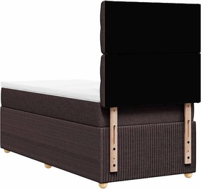 vidaXL Κρεβάτι Boxspring με Στρώμα Σκούρο Καφέ 100x200 εκ. Υφασμάτινο