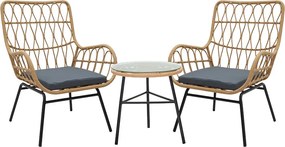 Σαλόνι Gaus σετ 3τεμ  pe φυσικό-μέταλλο μαύρο