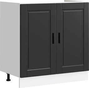 vidaXL Βάση νιπτήρα με αποθήκευση Porto 2 pcs Μαύρο Επεξεργασμένο ξύλο
