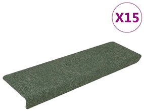 vidaXL Πατάκια Σκάλας 15 τεμ. Καφέ 65x21x4 εκ. Βελονιασμένο Ύφασμα