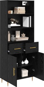 vidaXL Highboard Μαύρη Οξυά 69,5 x 34 x 180 εκ. Επεξεργασμένο Ξύλο
