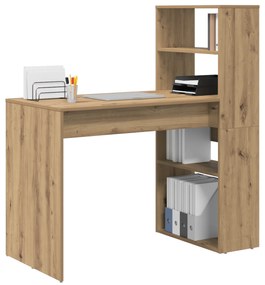 vidaXL Γραφείο με Αποθήκευση Καρυδιά 113x54x120 εκ. Φτιαγμένο από Μηχανικά Ξύλο