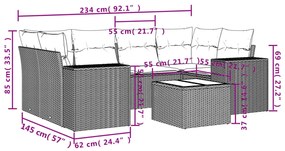 vidaXL Σαλόνι Κήπου Σετ 7 Τεμαχίων Γκρι Συνθετικό Ρατάν με Μαξιλάρια