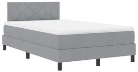 vidaXL Κρεβάτι box spring με στρώμα Ανοιχτό γκρι 120 x 190 cm ύφασμα