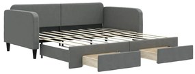 vidaXL Καναπές Κρεβάτι Συρόμενος Σκούρο Γκρι 90x190 εκ Ύφασμα Συρτάρια