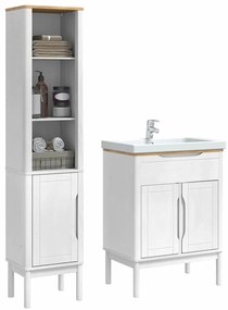 vidaXL Σετ Επίπλων Μπάνιου FLORO 2 pcs Λευκό Στερεό ξύλο πεύκου