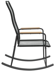 Καρέκλα Κήπου Κουνιστή Μαύρη 59 x 79,5 x 104 εκ. Ρατάν PVC - Μαύρο