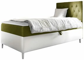 Κρεβάτι continental Baltimore 171, Μονόκλινο, Continental, Πράσινο, 80x200, Οικολογικό δέρμα, Ταπισερί, Τάβλες για Κρεβάτι, 82x208x115cm, 61 kg