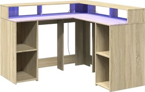 vidaXL Γραφείο με LED Sonoma δρυς 130x130x91 εκ. Επεξεργ. Ξύλο