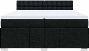 vidaXL Κρεβάτι Boxspring με Στρώμα Μαύρο 200x200 εκ. Υφασμάτινο