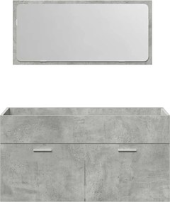 vidaXL Ντουλάπι Μπάνιου με Καθρέφτη Γκρι Σκυροδέματος από Επεξ. Ξύλο