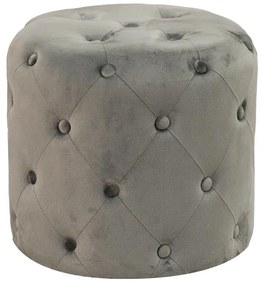 Pouf stool Seval velvet dark grey D49x47cm 49x49x47 εκ.