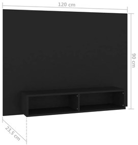 Έπιπλο Τηλεόρασης Τοίχου Μαύρο 120 x 23,5 x 90 εκ. Μοριοσανίδα - Μαύρο
