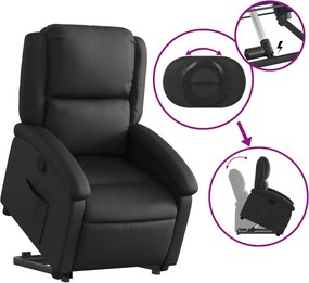 vidaXL Πολυθρόνα Ανακλινόμενη με Ανύψωση Μαύρη από Γνήσιο Δέρμα