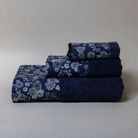 Πετσέτα Προσώπου (50x100) White Fabric Dahlia Blue 600gsm