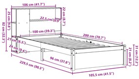 ΚΡΕΒΑΤΙ ΒΙΒΛΙΟΘΗΚΗ ΧΩΡΙΣ ΣΤΡΩΜΑ 100X200 ΕΚ. ΜΑΣΙΦ ΞΥΛΟ ΠΕΥΚΟ 3322376