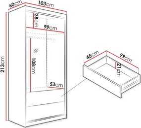 Ντουλάπα Majorka 103 δίφυλλη