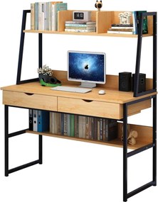 ΓΡΑΦΕΙΟ Η/Υ 2-Συρτ/2-Ράφια 100x48x74/138cm Μεταλ.Μαύρο/Φυσικό