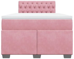 vidaXL Κρεβάτι Boxspring με Στρώμα Ροζ 120x190 εκ. Βελούδινο