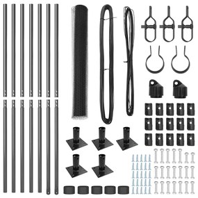 vidaXL Στύλος Περιφράξεων Γκρι 10 x 1 m (25 mm δίκτυο) Χάλυβας και PVC