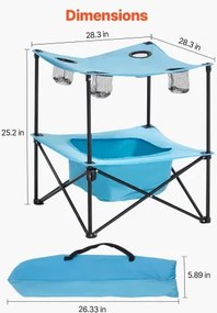 VEVOR Folding Portable Camping Table Oxford Outdoor SquareTable 4 Cup Holders