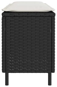 Πάγκος κήπου με μαξιλάρι Μαύρο 110x30x40,5 cm Poly Rattan - Μαύρο