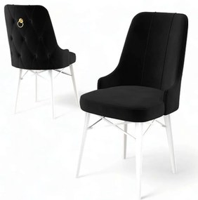 Καρέκλα Pare Babyface (Σετ 4Τμχ) 240CHR1521 46x46x94cm Black-White Metal, Fabric