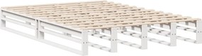 vidaXL Κρεβάτι Βιβλιοθήκη Χωρίς Στρώμα Λευκό 150x200 εκ Μασίφ Πεύκο