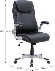 Καρέκλα γραφείου διευθυντική Gustavo Megapap από τεχνόδερμα χρώμα μαύρο 69x65x116/126εκ.