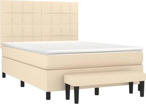 vidaXL Κρεβάτι Boxspring με Στρώμα Κρεμ 140x190 εκ. Υφασμάτινο