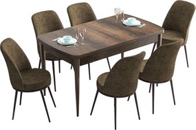 Extendable Dining Table &amp; Chairs Set (7 Pieces) Han - Baroque, Brown Baroque
Brown