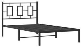 Πλαίσιο Κρεβατιού με Κεφαλάρι Μαύρο 100 x 190 εκ. Μεταλλικό - Μαύρο