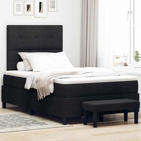 vidaXL Κρεβάτι Box Spring με Στρώμα & Παγκάκι Μαύρο 120x200 εκ Ύφασμα